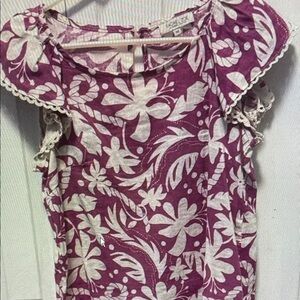 J. Crew Purple and Cream Floral Blouse
